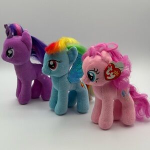 My Little Pony Ty Plushies Twilight Sparkle Rainbow Dash Pinkie Pie 7" Toys